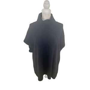 Kinross Cashmere Black short sleeve turtle Neck Sweater wool/cashmere blend l/xl